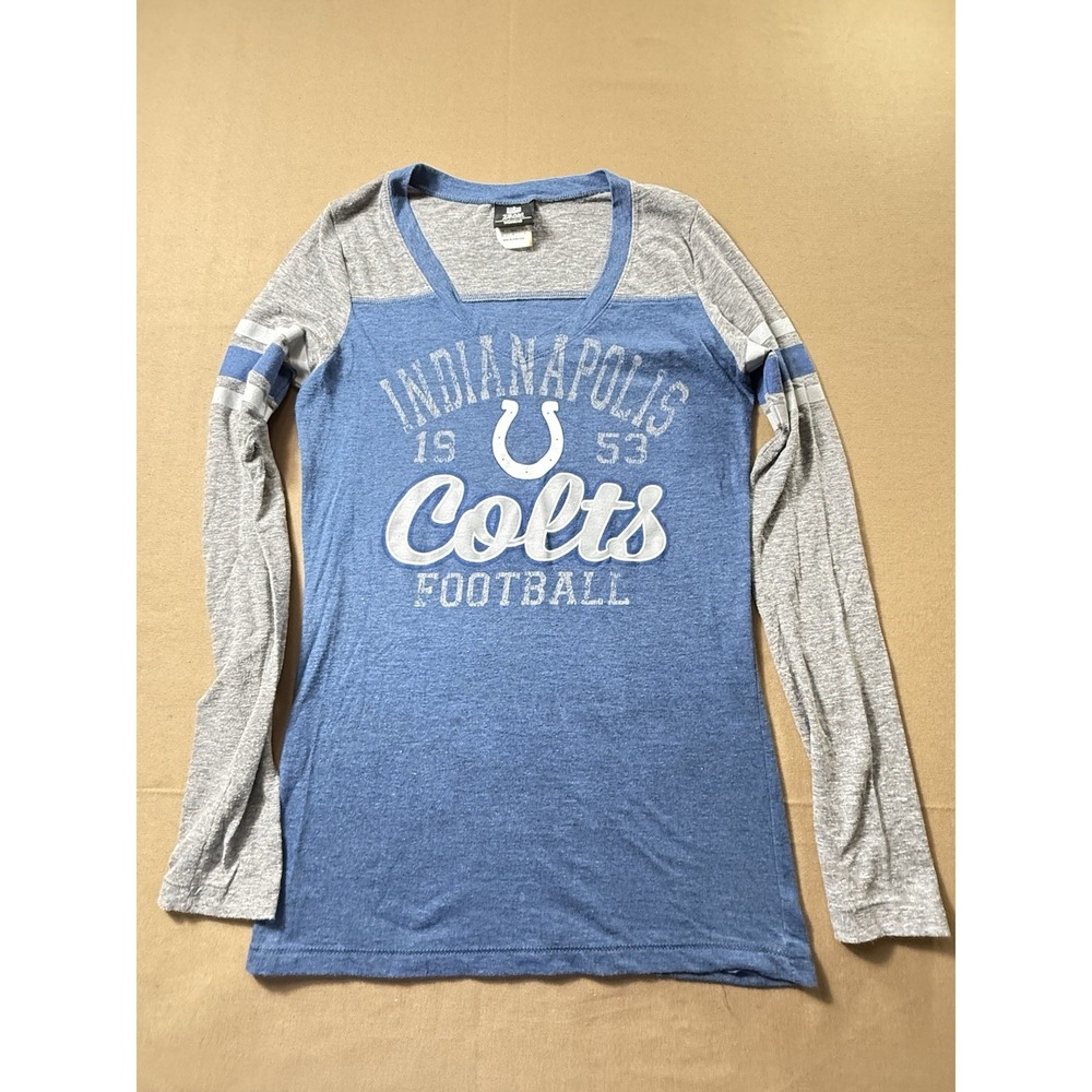 Indianapolis Colts NFL TEAM APPAREL  V-Neck T-Shirt Top‎ Gray Blue Size Small